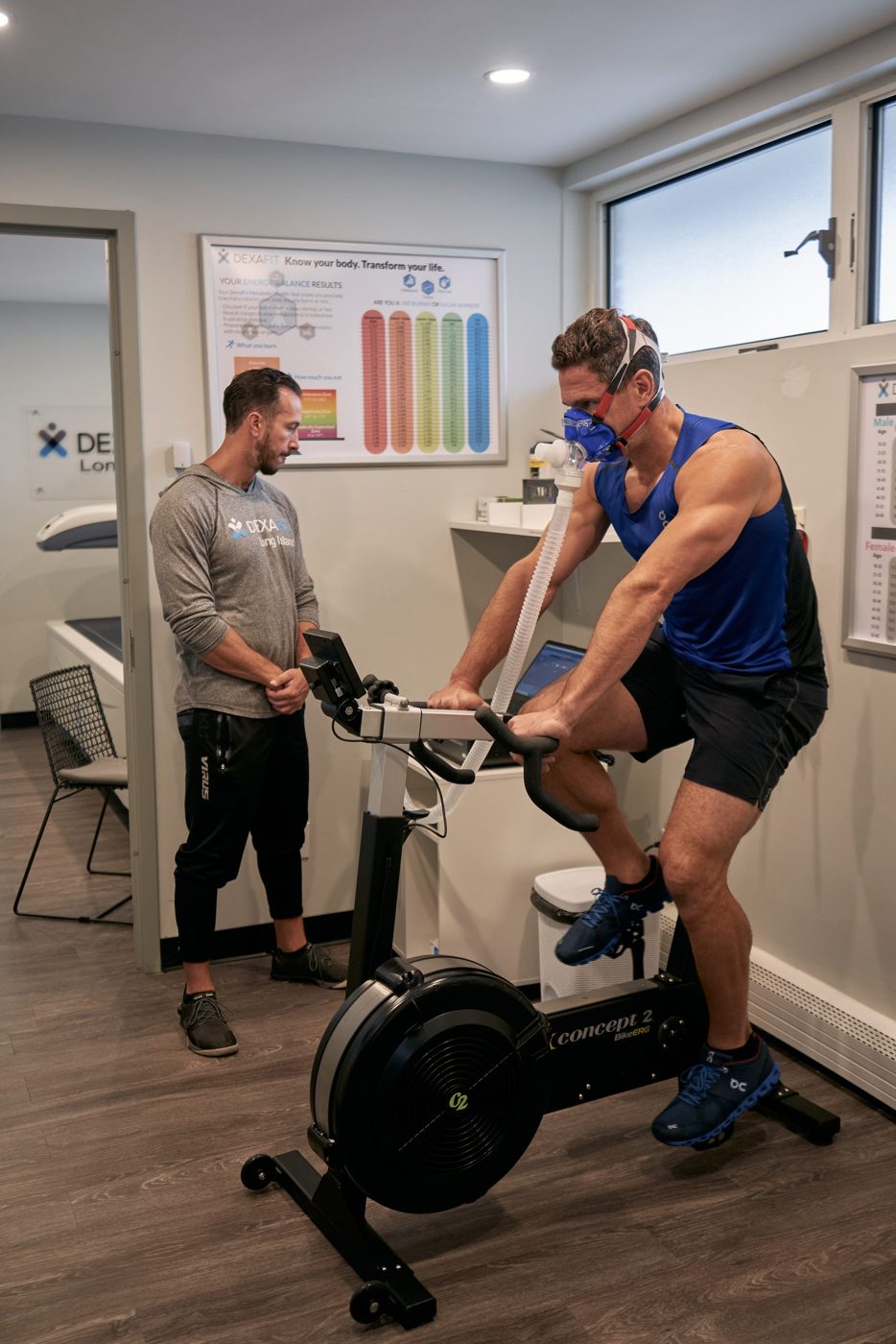 A client on a VO2 max bike test with a Prefusion coach